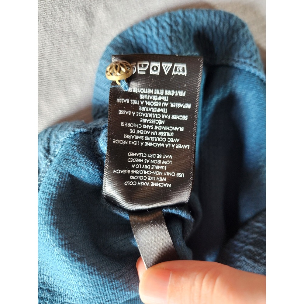 Anthropologie Navy Teal Textured Wrap Front Keyhole Back Crop Top XL NWT - Picture 6 of 7